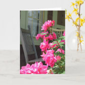 ピンクのバラとロッカー – Martha's Vineyard Card カード (黄色い花)