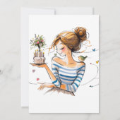 ピンクのバラとワイルドフラワーのスイート16の誕生日招待状 招待状 (裏面)