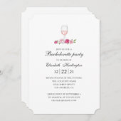 ピンクのバラとワイン。フローラバチェロレッテ 招待状 (正面/裏面)