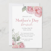 ピンクのバラとワタの花の母の日ブランチ 招待状 (正面)