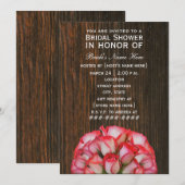 ピンクのバラと古材のナチュラルな結婚前お披露目招待状 招待状 (正面/裏面)