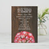 ピンクのバラと古材のナチュラルな結婚前お披露目招待状 招待状 (スタンド正面)