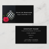 ピンクのバラと市松模様に花瓶 名刺 (正面/裏面)