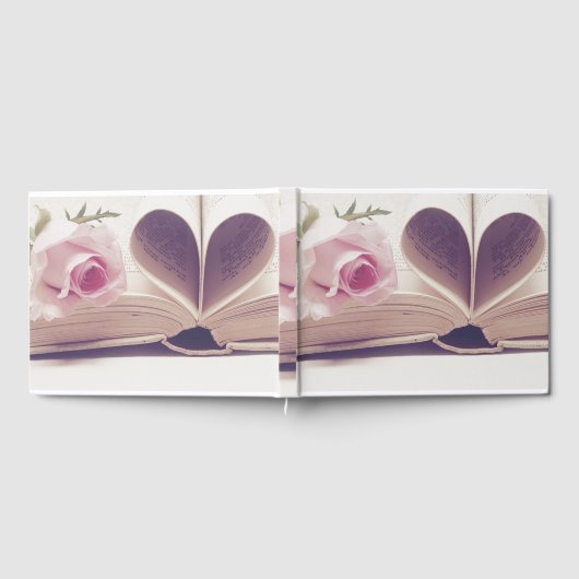 ピンクのバラと本 ゲストブック (全面)