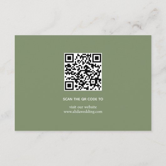 ピンクのバラと枝のセージ緑結婚の詳細 エンクロージャーカード (裏面)