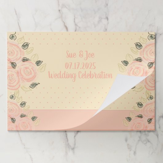 ピンクのバラと水玉模様大 ペーパーパッド (折り畳み)