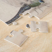 ピンクのバラと淡い色の昆虫を持つヴィンテージ ジグソーパズル (側面)