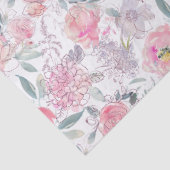 ピンクのバラと混合フローラ水の色のパターン 薄葉紙 (詳細)