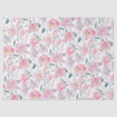 ピンクのバラと混合フローラ水の色のパターン 薄葉紙 (正面)