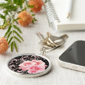 ピンクのバラと渦巻き キーホルダー (側面)