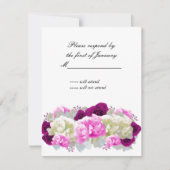 ピンクのバラと牡丹の返信カード 出欠カード (正面)