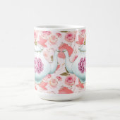 ピンクのバラと紅茶ポットコーヒーマグ コーヒーマグカップ (中央)