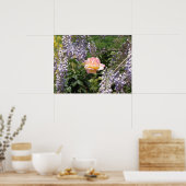 ピンクのバラと紫の藤 ポスター (キッチン)