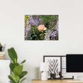 ピンクのバラと紫の藤 ポスター (ホームオフィス)