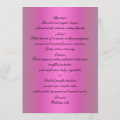 ピンクのバラと結婚真珠のメニューカード メニュー (裏面)