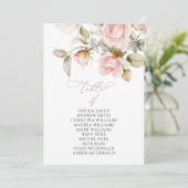 ピンクのバラと緑のテーブル番号4シーティングチャート 招待状 (スタンド正面)