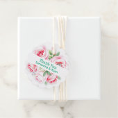 ピンクのバラと緑の葉結婚の感謝 フェイバータグ (インサイチュ)