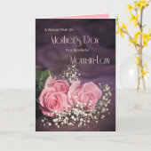 ピンクのバラと義理の母のデイカード カード (黄色い花)