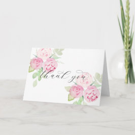 ピンクのバラと芍薬の感謝カード サンキューカード
