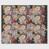 ピンクのバラと花を集めるロマンチックな天使 ラッピングペーパー (フラット)