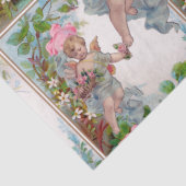 ピンクのバラと花を集めるロマンチックな天使 薄葉紙 (詳細)