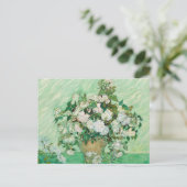 ピンクのバラと花瓶ビンセント・ファンゴッホ葉書 ポストカード (スタンド正面)