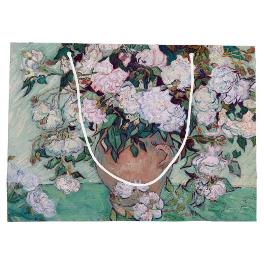 ピンクのバラと花瓶ファンゴッホラージ抱き枕 ラージペーパーバッグ (裏面)