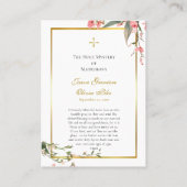 ピンクのバラと芽オーソドックス結婚の祈りの言葉カード プレイスカード (裏面)