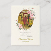 ピンクのバラと芽オーソドックス結婚の祈りの言葉カード プレイスカード (正面)