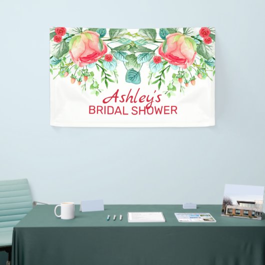 ピンクのバラと芽 横断幕 (トレードショー)