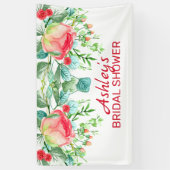 ピンクのバラと芽 横断幕 (縦)