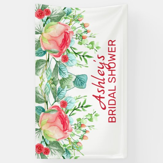 ピンクのバラと芽 横断幕 (縦)