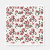 ピンクのバラと葉のパターン スタンダードランチョンナプキン (正面)