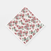 ピンクのバラと葉のパターン スタンダードランチョンナプキン (角)