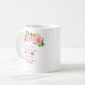 ピンクのバラと葉の結婚式 コーヒーマグカップ (正面左)