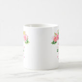 ピンクのバラと葉の結婚式 コーヒーマグカップ (中央)