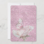 ピンクのバラと蝶のスパークルバースデー 招待状 (裏面)