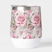 ピンクのバラと蝶の水色 (右面)