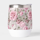 ピンクのバラと蝶の水色 (左面)