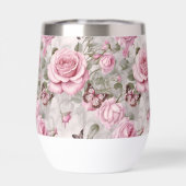 ピンクのバラと蝶の水色 (背面)