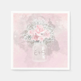 ピンクのバラと赤ん坊の息結婚の スタンダードカクテルナプキン