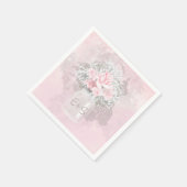 ピンクのバラと赤ん坊の息結婚の スタンダードカクテルナプキン (角)