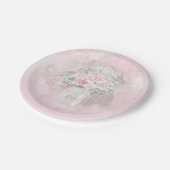 ピンクのバラと赤ん坊の息結婚の ペーパープレート