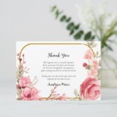 ピンクのバラと金ゴールドフレーム正統バプテスマ サンキューカード (スタンド正面)