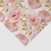 ピンクのバラと金ゴールド離れパターン 薄葉紙 (詳細)