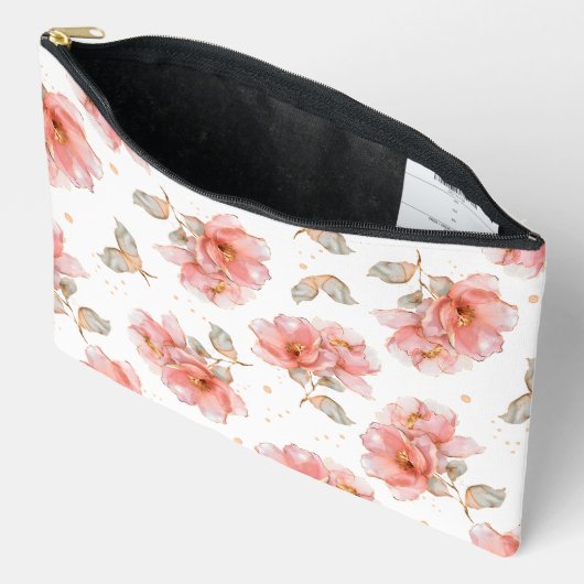 ピンクのバラと離れ アクセサリーポーチ (見開き)