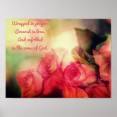 ピンクのバラと高揚ことわざポスター ポスター (正面)