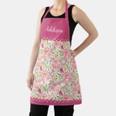 ピンクのバラと鱗状の花縁どの柄 エプロン (インサイチュ)
