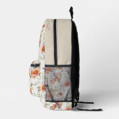 ピンクのバラと鳥のパターン3文字モノグラム プリントバックパック (右)