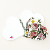 ピンクのバラと黄色の蝶ホワイトフローラ ノートブック (内部)